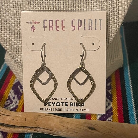 Peyote Bird Double Tear Drop Sterling Silver Dangle Earrings - Picture 2 of 5